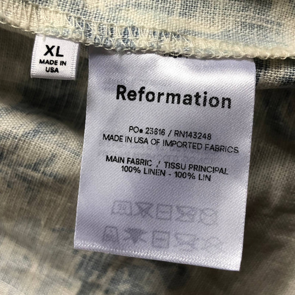 Reformation Monique Linen Dress in Teacup Blue Floral XL - Picture 11 of 12